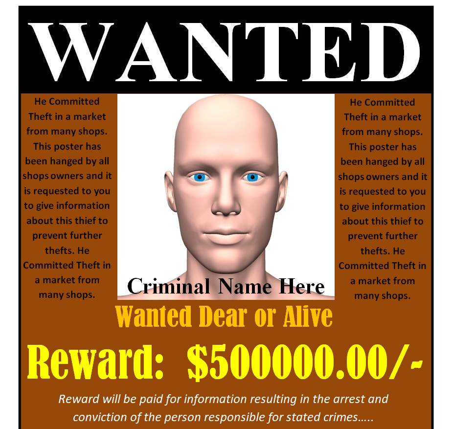 Top 14 BEST Wanted Poster Templates In MS WORD - Daily LIfe Docs