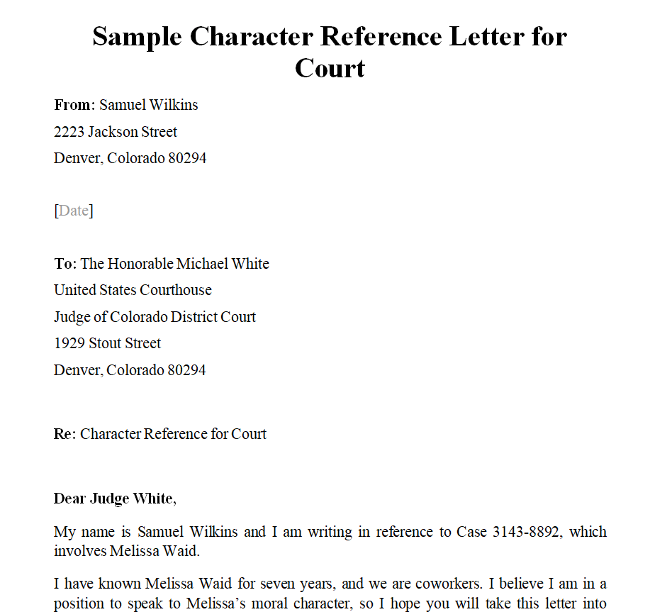 10+ FREE Character Reference Letter for Court Templates - Daily LIfe Docs